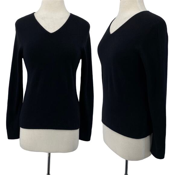 Vintage Casual Corner Cashmere Sweater V Neckline Pullover Black Womens Medium - Picture 1 of 9